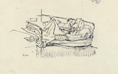 Nackte auf einem Bett liegend von Walter Richard Sickert